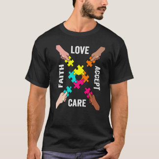 Autism Awareness  Acceptance Colourful Puzzle Piec T-Shirt