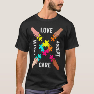 Autism Awareness Acceptance Colourful Puzzle Piece T-Shirt