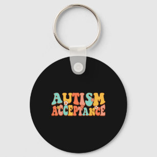 Autism Awareness Acceptance Groovy Retro Special E Key Ring