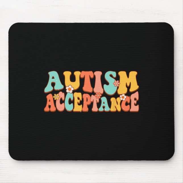 Autism Awareness Acceptance Groovy Retro Special E Mouse Mat (Front)