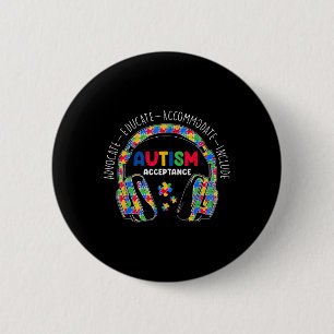 Autism Awareness Acceptance Headphones Teacher Boy 6 Cm Round Badge