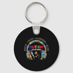 Autism Awareness Acceptance Headphones Teacher Boy Key Ring