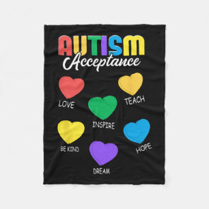 Autism Awareness Acceptance Heart Men Women Fleece Blanket