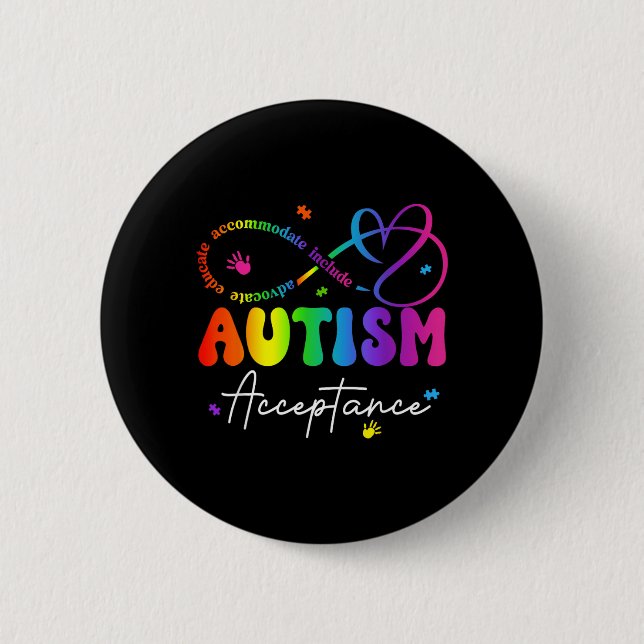 Autism Awareness Acceptance Infinity Symbol 6 Cm Round Badge (Front)