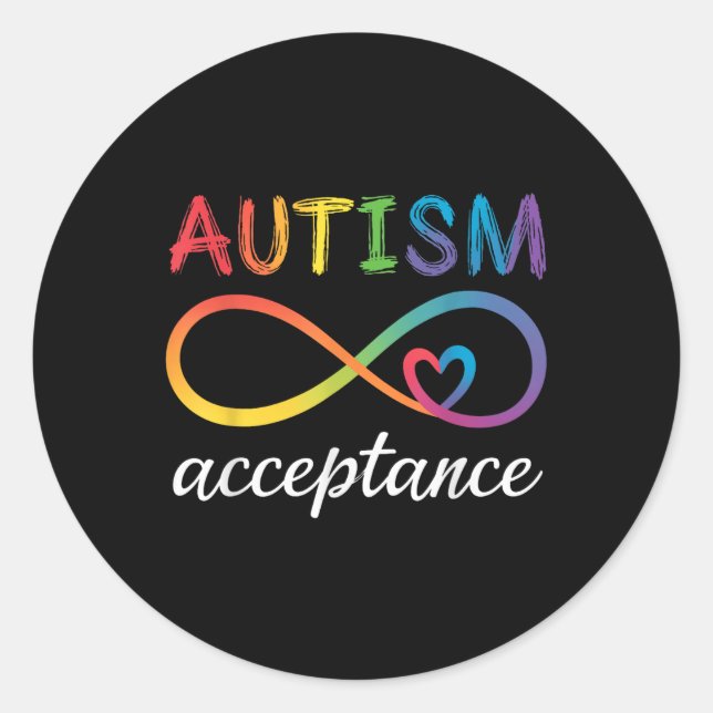 Autism Awareness Acceptance Infinity Symbol Advoca Classic Round Sticker (Front)