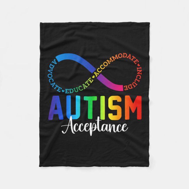 Autism Awareness Acceptance Infinity Symbol Advoca Fleece Blanket (Front)