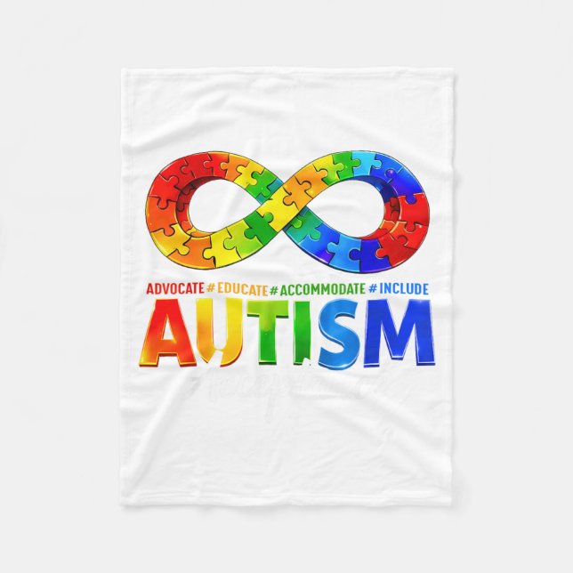 Autism Awareness Acceptance Infinity Symbol for Fleece Blanket (Front)