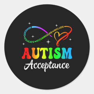 Autism Awareness Acceptance Infinity Symbol Men Wo Classic Round Sticker