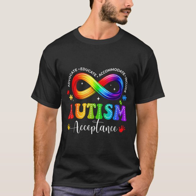 Autism awareness acceptance infinity symbol T-Shirt (Front)