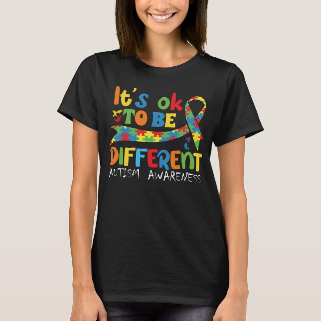 Autism Awareness Acceptance Its Ok To Be Different T-Shirt (Front)