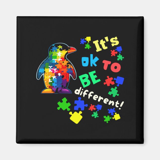 Autism Awareness Acceptance Penguin Its Ok To Be D Magnet (Front)