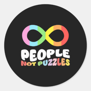 Autism Awareness Acceptance People Not Puzzles Wom Classic Round Sticker