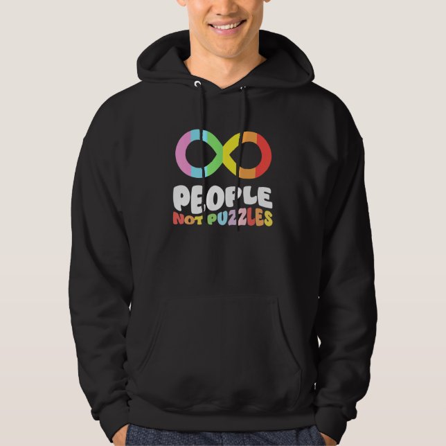 Autism Awareness Acceptance People Not Puzzles Wom Hoodie (Front)