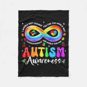 Autism Awareness Acceptance Rainbow Infinity Symbo Fleece Blanket