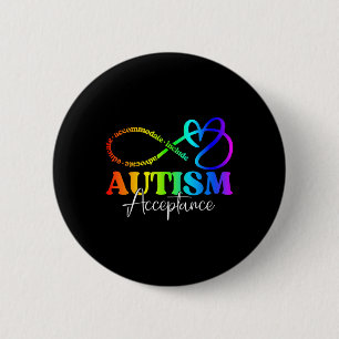 Autism Awareness Acceptance Shirt Infinity Symbol 6 Cm Round Badge