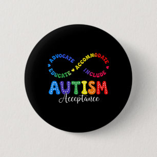 Autism Awareness Acceptance Shirt Infinity Symbol 6 Cm Round Badge