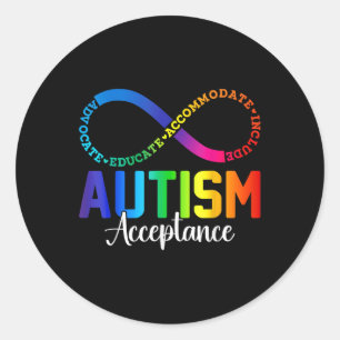 Autism Awareness Acceptance Shirt Infinity Symbol Classic Round Sticker