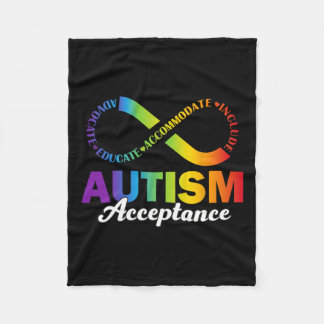 Autism Awareness Acceptance Shirt Infinity Symbol Fleece Blanket