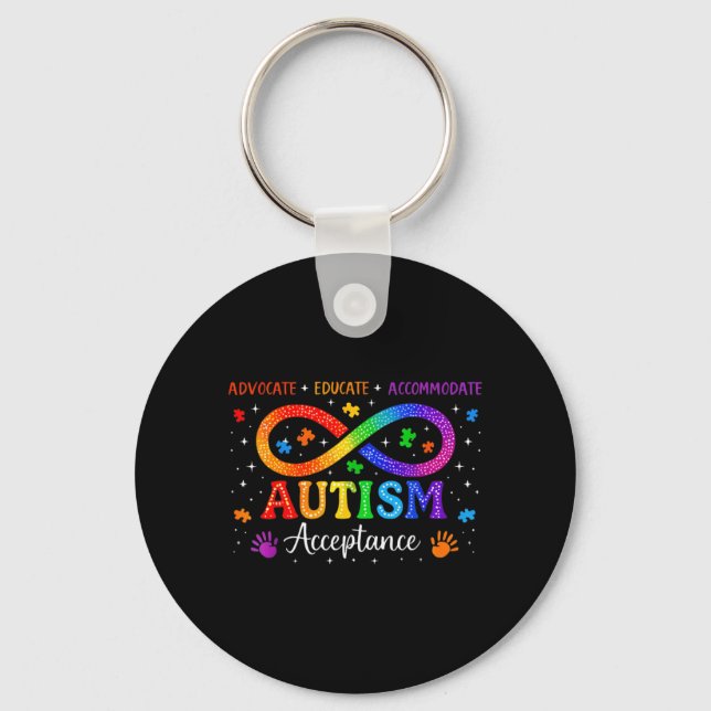 Autism Awareness Acceptance Shirt Infinity Symbol Key Ring (Front)