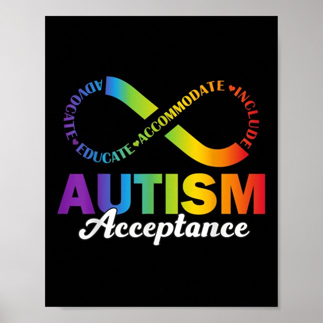 Autism Awareness Acceptance Shirt Infinity Symbol  Poster (Front)