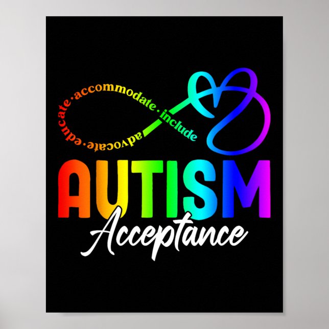 Autism Awareness Acceptance Shirt Infinity Symbol  Poster (Front)