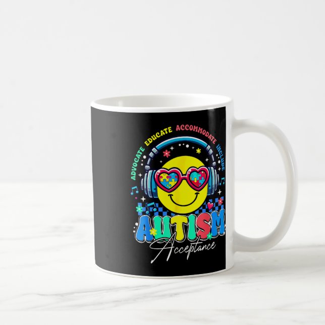 Autism Awareness Acceptance Smile Face Sped Teache Coffee Mug (Right)