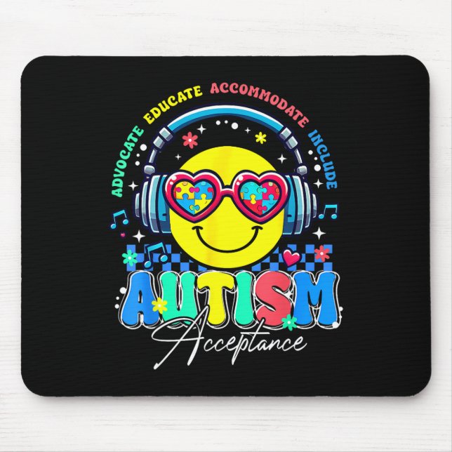 Autism Awareness Acceptance Smile Face Sped Teache Mouse Mat (Front)