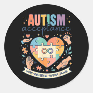 Autism Awareness Acceptance SPED in April Wear Classic Round Sticker