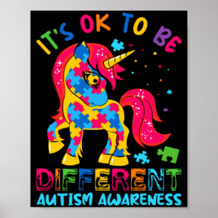Autism Awareness Acceptance Unicorn Its Ok To Be D Poster
