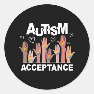 Autism Awareness Acceptance Wear Red Instead Men W Classic Round Sticker