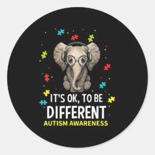 Autism Awareness Acceptance Women Kid Its Ok To Be Classic Round Sticker