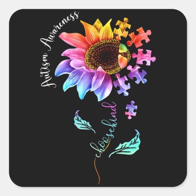 Autism Awareness Acceptance Women Mom Teacher Choo Square Sticker (Front)