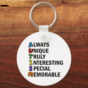 Autism Awareness Acrostic Cute Rainbow Word Poem Key Ring