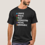 Autism Awareness Acrostic Cute Rainbow Word Poem T-Shirt<br><div class="desc">A beautiful acrostic word poem for Autism. Always Unique Truly Interesting Special Memorable. Great positive attributes of being autistic to show you are proud of being on the spectrum. Acronyms are so cool.</div>