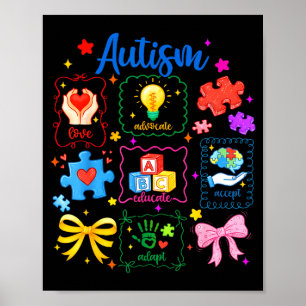 Autism awareness advocate love coquette bow girl poster