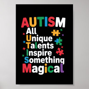 Autism Awareness All Unique Talents Inspire Puzzle Poster