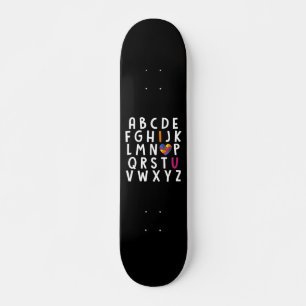 Autism Awareness Alphabet Typographic Skateboard