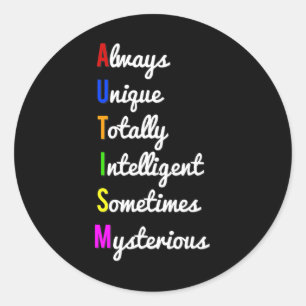 Autism Awareness Always Unique Classic Round Sticker