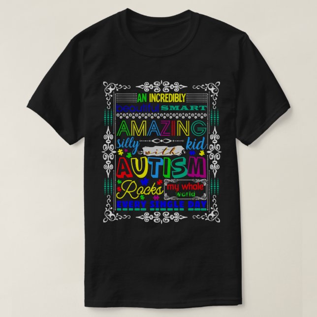 Autism Awareness Amazing Kid Autism Mom  T-Shirt (Design Front)