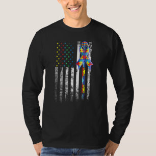 Autism Awareness American Flag Distressed Gift T-Shirt