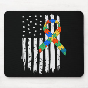 Autism Awareness American Flag Puzzle Autism Usa F Mouse Mat