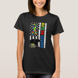 Autism Awareness American Flag Sister Matching Fa T-Shirt
