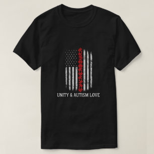 Autism Awareness American Flag Unity T-Shirt