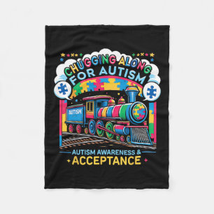 Autism Awareness And Acceptance Train Autism Puzzl Fleece Blanket
