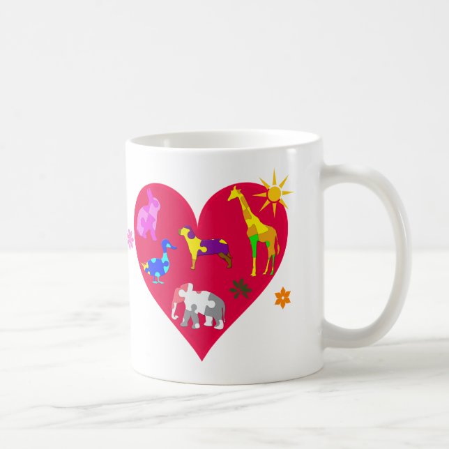 Autism Awareness Animals Coffee Mug (Right)