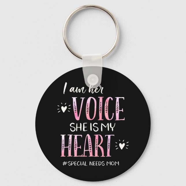 Autism Awareness Apparel I Am His Voice He Is My H Key Ring (Front)
