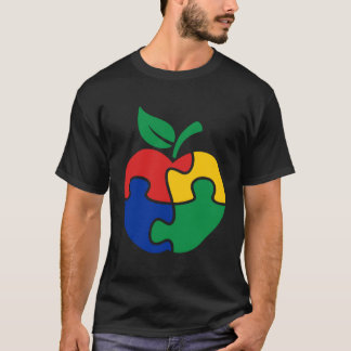 Autism Awareness Apple puzzle Autism T-Shirt
