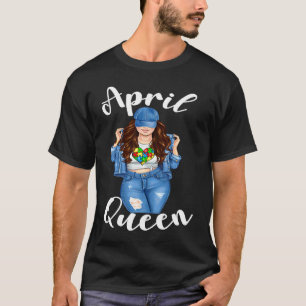 Autism Awareness April Queen Brunette Autism Mum W T-Shirt