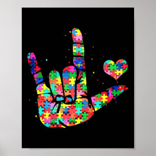 Autism Awareness  ASL Love Sign Language Puzzle Pi