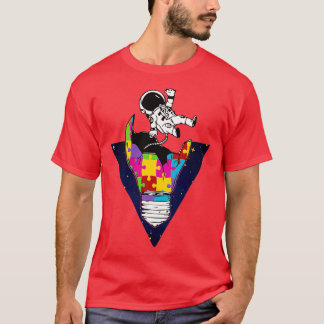 Autism Awareness Astronaut Puzzle Autistic Cool Pu T-Shirt